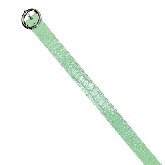 Urban Outfitters Croc Circle Belt Sea Green 100% Genuine Leather Size Medium - Picture 5 of 9